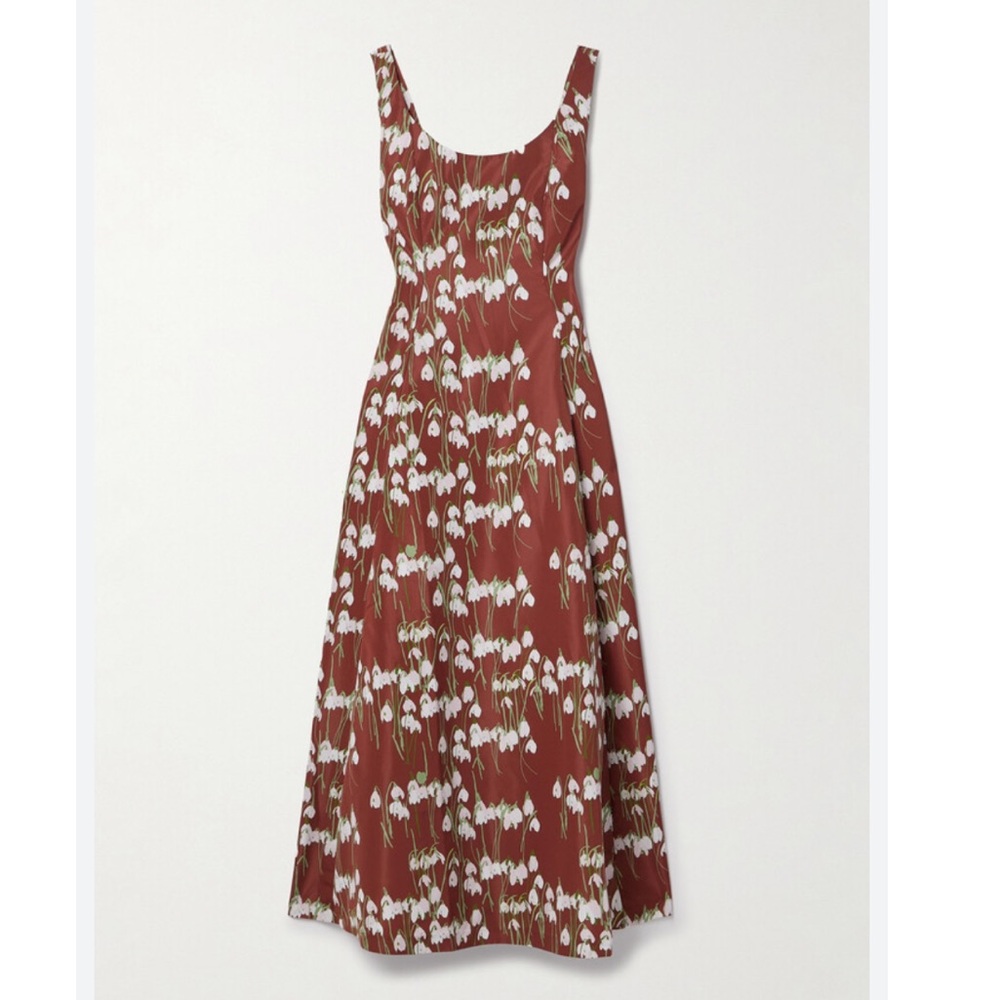 BERNADETTE Women's White Maudette Floral-Print Taffeta Midi Dress